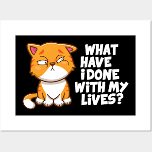 What have i done cat (on dark colors) Posters and Art